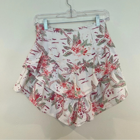 MOTHER Dresses & Skirts - Mother The Ruffle White Hawaiian Summer Beach Print Denim Mini Skirt in Aloha 26